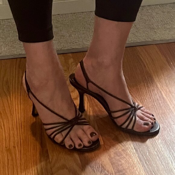 Vintage Isaac Mizrahi Lizard Print Slingback Sandals - Picture 14 of 16